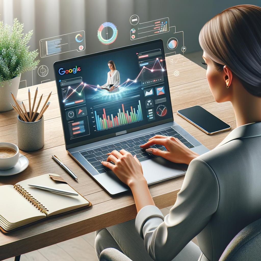 Person using laptop for Google Shopping setup